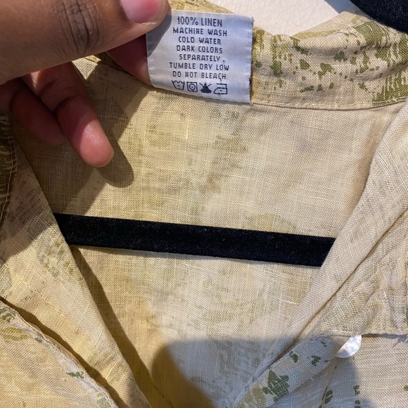 Click made in USA size XL green/ cream linen shirt - Picture 5 of 8